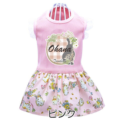 【犬服 犬 服 犬の服 名入れ 春服 夏服用】ひんやり 接触冷感素材 クール 愛犬のお名前入り ドリームラビットワンピース 【うさぎ レース ドッグウェア ダックス トイプードル チワワ タムベディ】(L/)