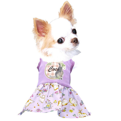【犬服 犬 服 犬の服 名入れ 春服 夏服用】ひんやり 接触冷感素材 クール 愛犬のお名前入り ドリームラビットワンピース 【うさぎ レース ドッグウェア ダックス トイプードル チワワ タムベディ】(L/)
