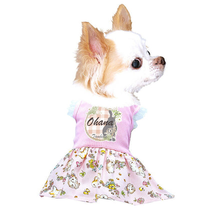 【犬服 犬 服 犬の服 名入れ 春服 夏服用】ひんやり 接触冷感素材 クール 愛犬のお名前入り ドリームラビットワンピース 【うさぎ レース ドッグウェア ダックス トイプードル チワワ タムベディ】(L/)