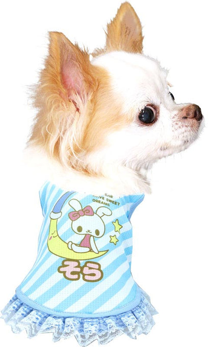 【犬 名入れ 夏服】ひんやり 接触冷感素材 クール 愛犬のお名前入り ドリームナイトフリルシャツ 【うさぎ 月 星 ドッグ ペット ウェア トイプードル チワワ タムベディ ポメラニアン】(S/B/N/H/)