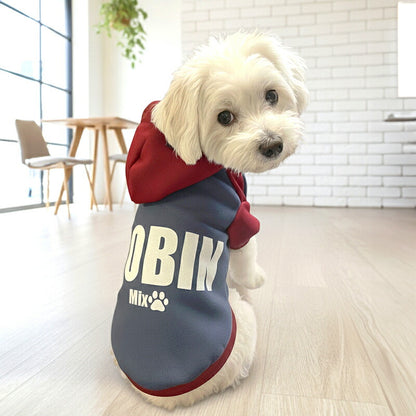【犬服 犬 服 犬の服 秋服 冬服用】愛犬のお名前入り アーストーンデュオフーディ 【パーカー 袖あり 日本製 オリジナル ドッグ ペット ウェア ダックス トイプードル チワワ タムベディ かっこいい パグ】(S/3/RI/H/)