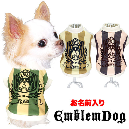 【犬服 犬 服 犬の服 名入れ 秋服 冬服用】愛犬のお名前入り エンブレムドッグ【ドッグウェア ボーダー ワンコ 袖あり ダックス トイプードル チワワ タムベディかっこいい】(S/3/RI/H/)