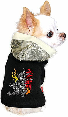 【犬服 犬 服 秋冬 犬の服 ドッグウェア 名入れ】愛犬のお名前入り 炎龍 パーカー【和柄 りゅう たつ チワワ ダックス トイプードル かっこいい ヨークシャー タムベディ】(O/F/T/L/)