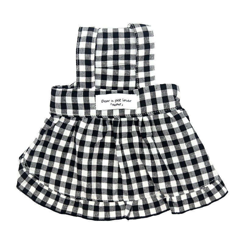 【犬服 犬 服 犬の服 春服 夏服用】アンサンブルワンピース【ブラウス 帽子 チェック フリルドッグ ペット ウェア ダックス トイプードル チワワ タムベディかわいい マルチーズ】[CN]