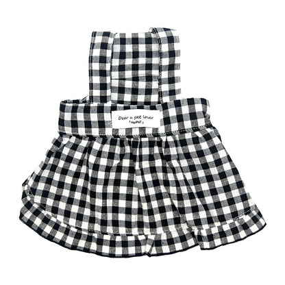 【犬服 犬 服 犬の服 春服 夏服用】アンサンブルワンピース【ブラウス 帽子 チェック フリルドッグ ペット ウェア ダックス トイプードル チワワ タムベディかわいい マルチーズ】[CN]