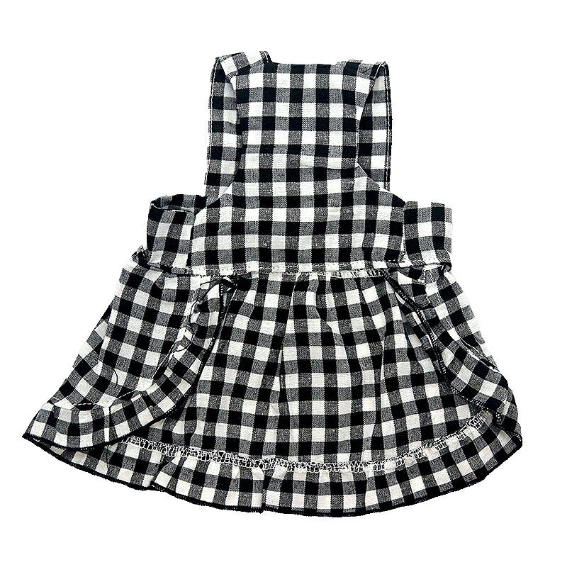 【犬服 犬 服 犬の服 春服 夏服用】アンサンブルワンピース【ブラウス 帽子 チェック フリルドッグ ペット ウェア ダックス トイプードル チワワ タムベディかわいい マルチーズ】[CN]
