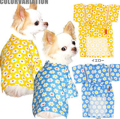 【犬 浴衣 甚平 犬の服】《名入れ可能》フラワー★甚平【ドッグウェア 男の子 女の子 ゆかた 着物 和柄 部屋着 トイプードル チワワ ダックス タムベディ かわいい シュナウザー】