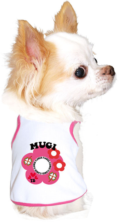 【犬 夏服 犬の服 名入れ】ひんやり 接触冷感素材 クール 愛犬のお名前入り フラワーフラワーフラワー 【お花 ドッグ ペット ウェア アウトレット トイプードル チワワ タムベディ 】(O/B/T/H/)