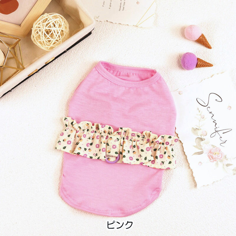 【犬 夏服 犬の服 春服用】フラワーフリルシャツ【ドッグウェア 小花 ビッグフリル ドッグ ペット アウトレット ダックス トイプードル チワワ タムベディかわいい マルチーズ】[CN]