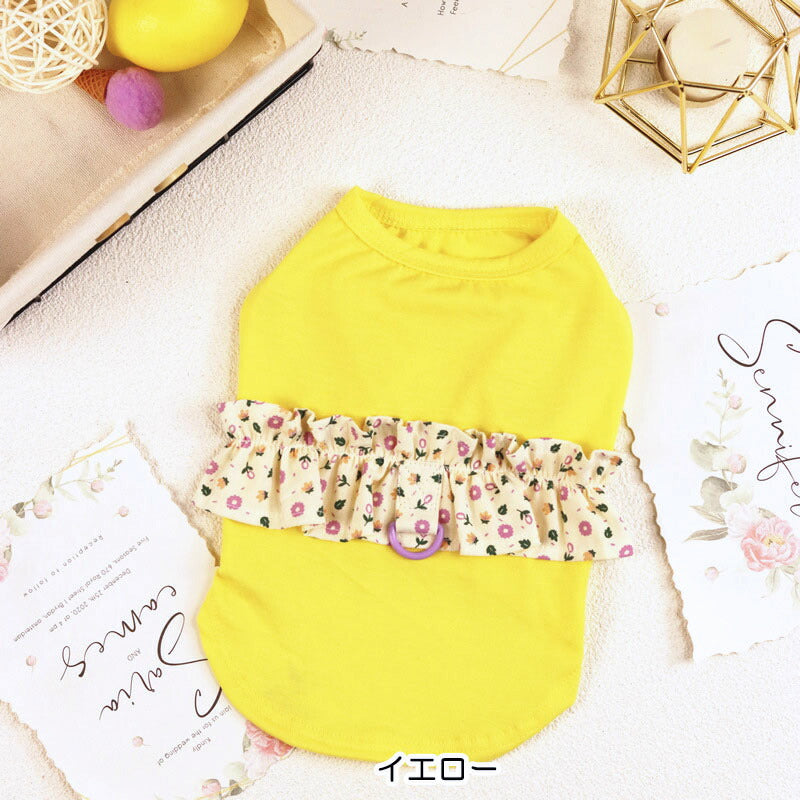 【犬 夏服 犬の服 春服用】フラワーフリルシャツ【ドッグウェア 小花 ビッグフリル ドッグ ペット アウトレット ダックス トイプードル チワワ タムベディかわいい マルチーズ】[CN]