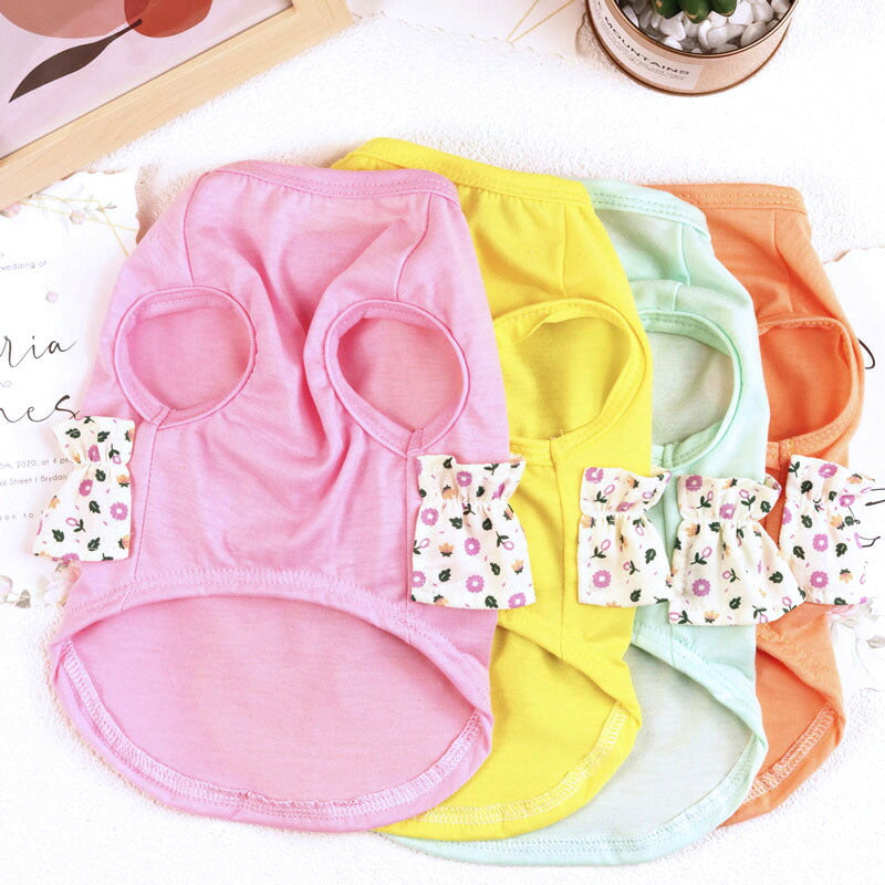 【犬 夏服 犬の服 春服用】フラワーフリルシャツ【ドッグウェア 小花 ビッグフリル ドッグ ペット アウトレット ダックス トイプードル チワワ タムベディかわいい マルチーズ】[CN]