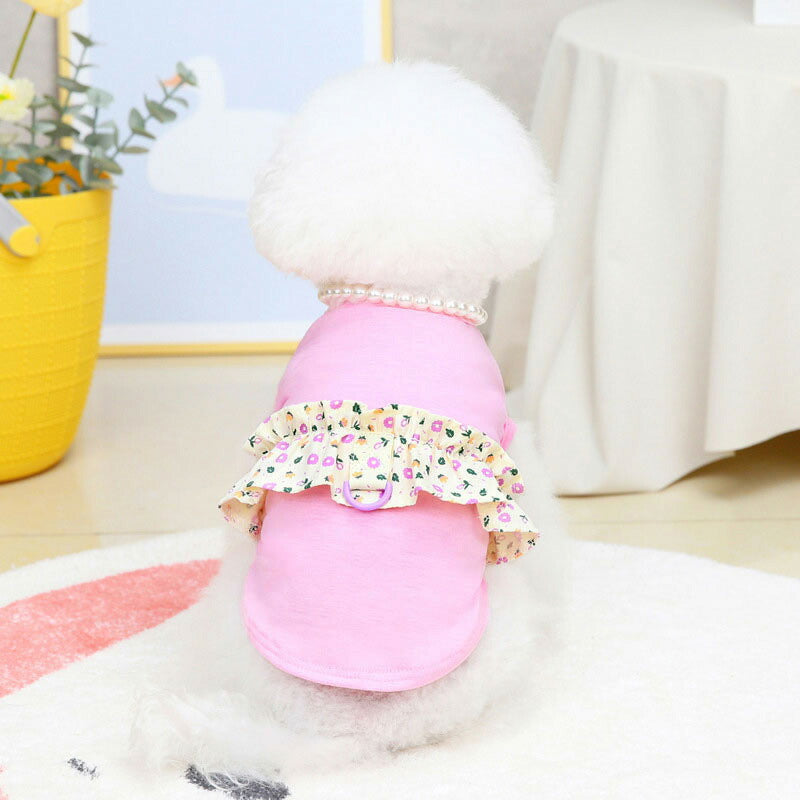 【犬 夏服 犬の服 春服用】フラワーフリルシャツ【ドッグウェア 小花 ビッグフリル ドッグ ペット アウトレット ダックス トイプードル チワワ タムベディかわいい マルチーズ】[CN]