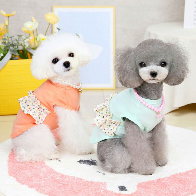 【犬 夏服 犬の服 春服用】フラワーフリルシャツ【ドッグウェア 小花 ビッグフリル ドッグ ペット アウトレット ダックス トイプードル チワワ タムベディかわいい マルチーズ】[CN]