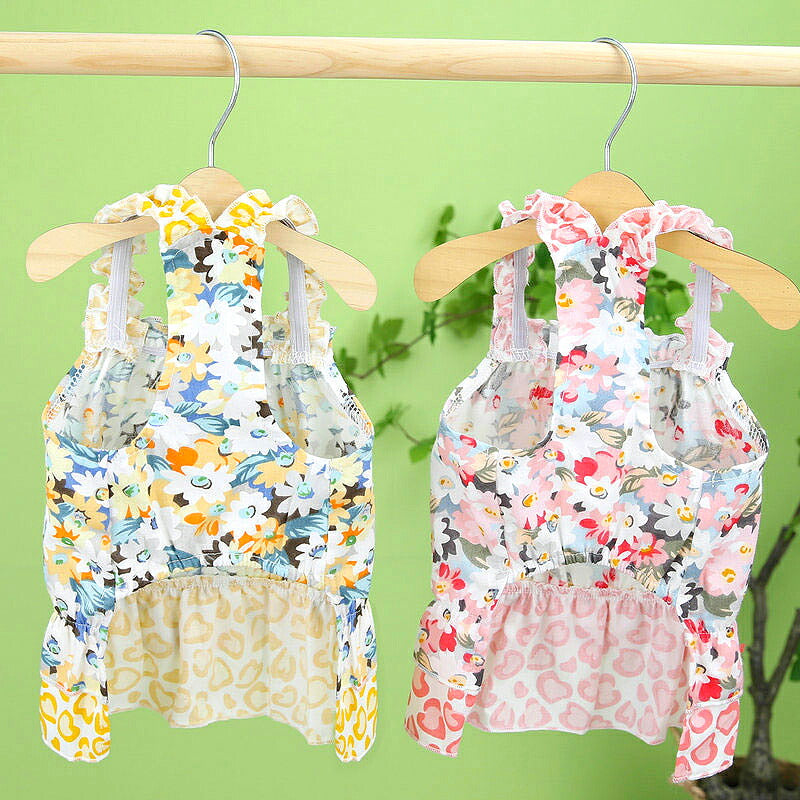 【犬服 犬 服 犬の服 春服 夏服用】フラワーパンサーキャミワンピース【花柄 ヒョウ柄 女の子ドッグ ペット ウェア ダックス トイプードル チワワ タムベディ かわいい パピヨン】[CN]