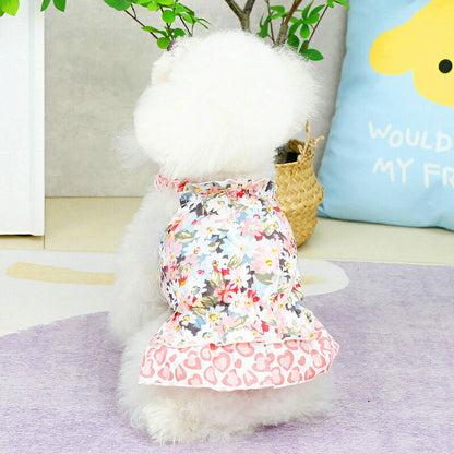 【犬服 犬 服 犬の服 春服 夏服用】フラワーパンサーキャミワンピース【花柄 ヒョウ柄 女の子ドッグ ペット ウェア ダックス トイプードル チワワ タムベディ かわいい パピヨン】[CN]