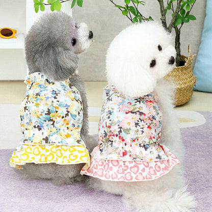 【犬服 犬 服 犬の服 春服 夏服用】フラワーパンサーキャミワンピース【花柄 ヒョウ柄 女の子ドッグ ペット ウェア ダックス トイプードル チワワ タムベディ かわいい パピヨン】[CN]