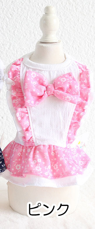 【犬 夏服 犬の服 春服用】フラワーリボンワンピース【ドッグウェア お花 フリル アウトレット ダックス トイプードル チワワ 服 タムベディ かわいい パピヨン 春服 夏服用】[CN][GI]