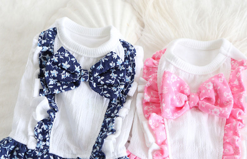 【犬 夏服 犬の服 春服用】フラワーリボンワンピース【ドッグウェア お花 フリル アウトレット ダックス トイプードル チワワ 服 タムベディ かわいい パピヨン 春服 夏服用】[CN][GI]