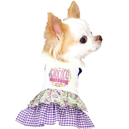 【犬服 犬 服 犬の服 名入れ 春服 夏服用】愛犬のお名前入り 接触冷感素材クール フラワーリングワンピース【接触接触冷感素材 ひんやり チェック 花柄 ドッグ ペット ウェア ダックス トイプードル チワワ タムベディ】(H/)