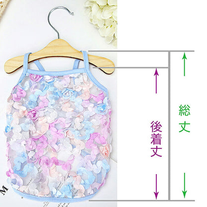 【犬服 犬 服 犬の服 春夏服用】フラワーローズメッシュキャミソール【涼しい ドッグ ペット ウェア ダックス トイプードル チワワ タムベディ きれい ポメラニアン】[CN]