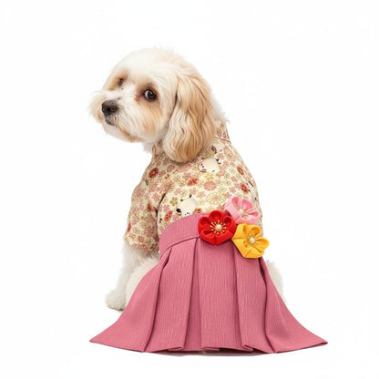 【犬服 犬 服 犬の服 秋服 冬服用】うららか袴 福寿(ふくじゅ)《名入れ可能》【日本製 着物 和装 お正月 初詣 年賀状 七五三 前開きドッグ ペット ウェア ダックス トイプードル チワワ タムベディ艶やか シーズー】