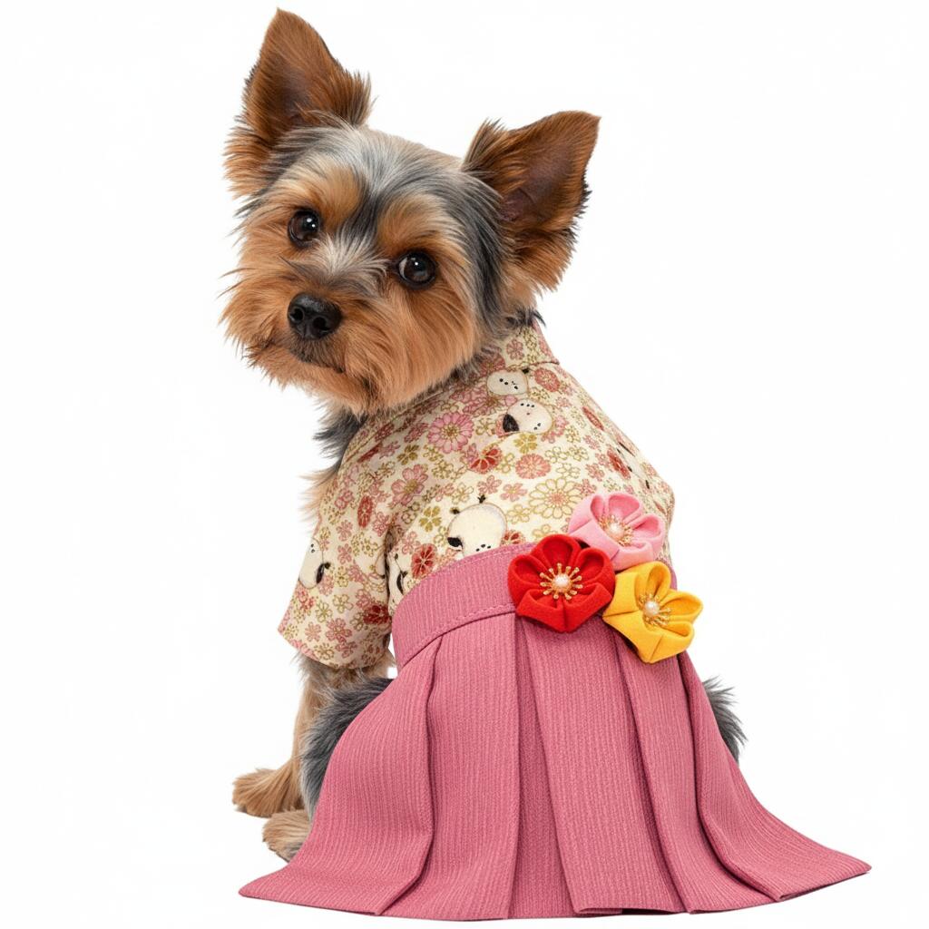 【犬服 犬 服 犬の服 秋服 冬服用】うららか袴 福寿(ふくじゅ)《名入れ可能》【日本製 着物 和装 お正月 初詣 年賀状 七五三 前開きドッグ ペット ウェア ダックス トイプードル チワワ タムベディ艶やか シーズー】