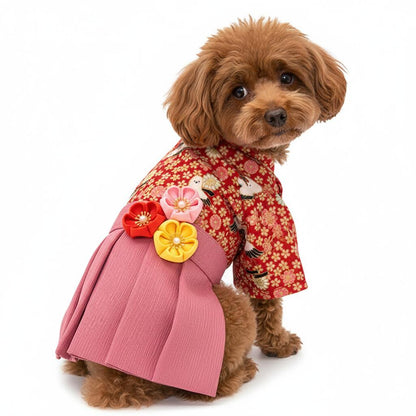 【犬服 犬 服 犬の服 秋服 冬服用】うららか袴 福寿(ふくじゅ)《名入れ可能》【日本製 着物 和装 お正月 初詣 年賀状 七五三 前開きドッグ ペット ウェア ダックス トイプードル チワワ タムベディ艶やか シーズー】