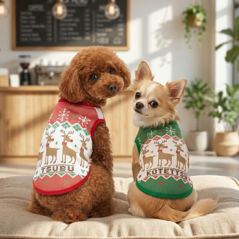 【犬服 犬 服 犬の服 秋服 冬服用】愛犬のお名前入り ファンウィンターシャツ【トナカイ クリスマス 雪の結晶 日本製ドッグ ペット ウェア ダックス トイプードル チワワ タムベディ かわいい シーズー】(S/3/N/H/)