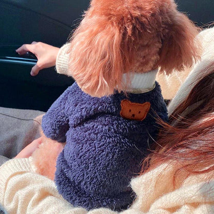 【犬服 犬 服 犬の服 秋冬服用】ふわふわファーベアワッペンシャツ【ドッグウェア ボア マイヤーフリース 寒さ対策 ペット ダックス トイプードル チワワ タムベディ ポメラニアン】[CN]