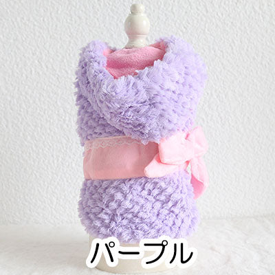 【犬服 犬 服 秋冬 犬の服】フワリボンコート アウター【ドッグウェア ペット アウトレット フリース マイヤー ボア ダックス トイプードル チワワ 服 タムベディ かわいい ヨーキー】[CN]