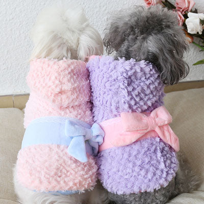 【犬服 犬 服 秋冬 犬の服】フワリボンコート アウター【ドッグウェア ペット アウトレット フリース マイヤー ボア ダックス トイプードル チワワ 服 タムベディ かわいい ヨーキー】[CN]