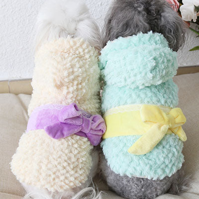 【犬服 犬 服 秋冬 犬の服】フワリボンコート アウター【ドッグウェア ペット アウトレット フリース マイヤー ボア ダックス トイプードル チワワ 服 タムベディ かわいい ヨーキー】[CN]