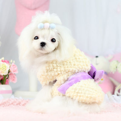 【犬服 犬 服 秋冬 犬の服】フワリボンコート アウター【ドッグウェア ペット アウトレット フリース マイヤー ボア ダックス トイプードル チワワ 服 タムベディ かわいい ヨーキー】[CN]