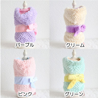 【犬服 犬 服 秋冬 犬の服】フワリボンコート アウター【ドッグウェア ペット アウトレット フリース マイヤー ボア ダックス トイプードル チワワ 服 タムベディ かわいい ヨーキー】[CN]