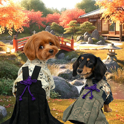 【着物 犬 服 犬の服 秋服 冬服用】男振り袴 雅神(がしん)《名入れ可能》【日本製 和柄 お正月 初詣 七五三 はかまドッグ ペット ウェア ダックス トイプードル チワワ タムベディ かっこいい ポメラニアン】