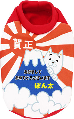 【犬服 犬 服 秋冬 犬の服 名入れ】愛犬のお名前入り 賀正わんこ 【ドッグウェア 年賀状 新年 祝 お正月 チワワ ダックス トイプードル おもしろい 富士山 マルチーズ タムベディ】(S/3/RI/H/)