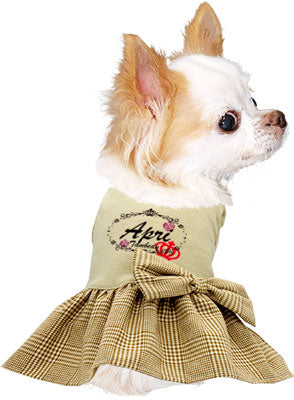 【犬服 犬 服 犬の服 名入れ】愛犬のお名前入り グレンチェックリボンワンピース【ドッグウェア ペット 女の子 トイプードル チワワ ダックス キュート ポメラニアン タムベディ】[GI](L/)