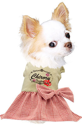 【犬服 犬 服 犬の服 名入れ】愛犬のお名前入り グレンチェックリボンワンピース【ドッグウェア ペット 女の子 トイプードル チワワ ダックス キュート ポメラニアン タムベディ】[GI](L/)