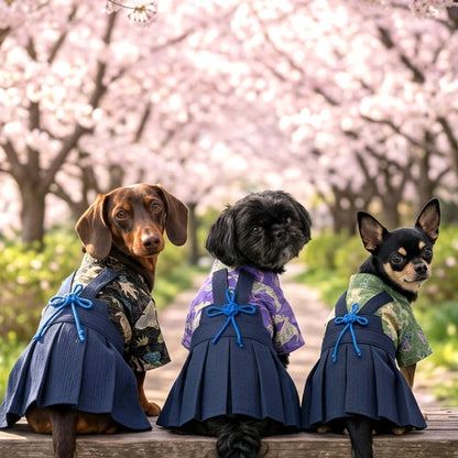 【犬服 着物 犬 服 犬の服 秋服 冬服用】男振り袴 玄武(げんぶ)《名入れ可能》【日本製 和柄 お正月 初詣 七五三 はかまドッグ ペット ウェア ダックス トイプードル チワワ タムベディ 渋い 豆柴 セール】