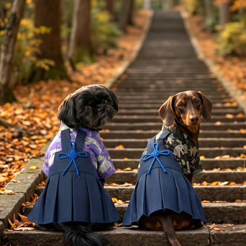 【犬服 着物 犬 服 犬の服 秋服 冬服用】男振り袴 玄武(げんぶ)《名入れ可能》【日本製 和柄 お正月 初詣 七五三 はかまドッグ ペット ウェア ダックス トイプードル チワワ タムベディ 渋い 豆柴 セール】