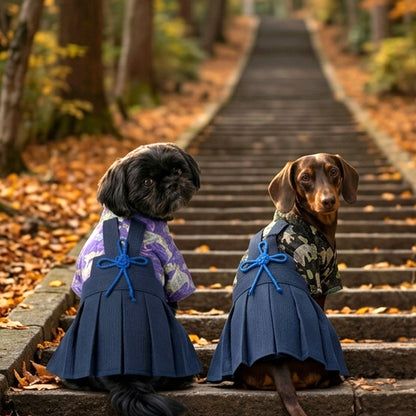 【犬服 着物 犬 服 犬の服 秋服 冬服用】男振り袴 玄武(げんぶ)《名入れ可能》【日本製 和柄 お正月 初詣 七五三 はかまドッグ ペット ウェア ダックス トイプードル チワワ タムベディ 渋い 豆柴 セール】