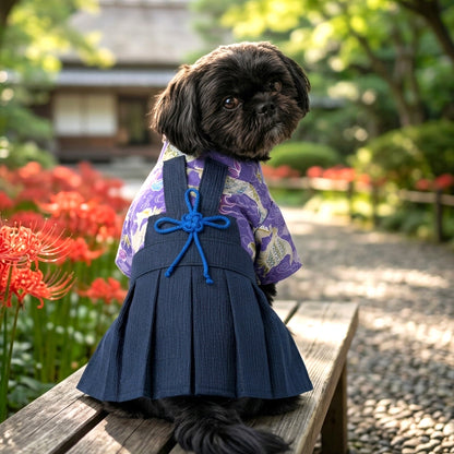 【犬服 着物 犬 服 犬の服 秋服 冬服用】男振り袴 玄武(げんぶ)《名入れ可能》【日本製 和柄 お正月 初詣 七五三 はかまドッグ ペット ウェア ダックス トイプードル チワワ タムベディ 渋い 豆柴 セール】