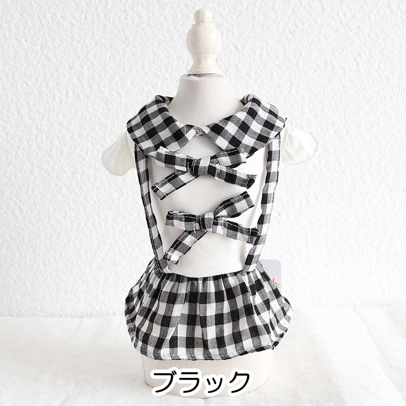 【犬 夏服 犬の服 春服用】ギンガムチェックワンピース【ドッグウェア ペット フリル リボン チェック アウトレット ダックス トイプードル チワワ 服 タムベディ キュート パグ】[GI][CN]