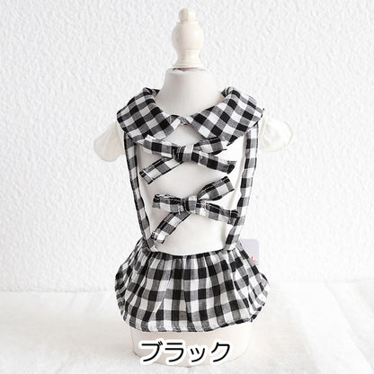 【犬 夏服 犬の服 春服用】ギンガムチェックワンピース【ドッグウェア ペット フリル リボン チェック アウトレット ダックス トイプードル チワワ 服 タムベディ キュート パグ】[GI][CN]