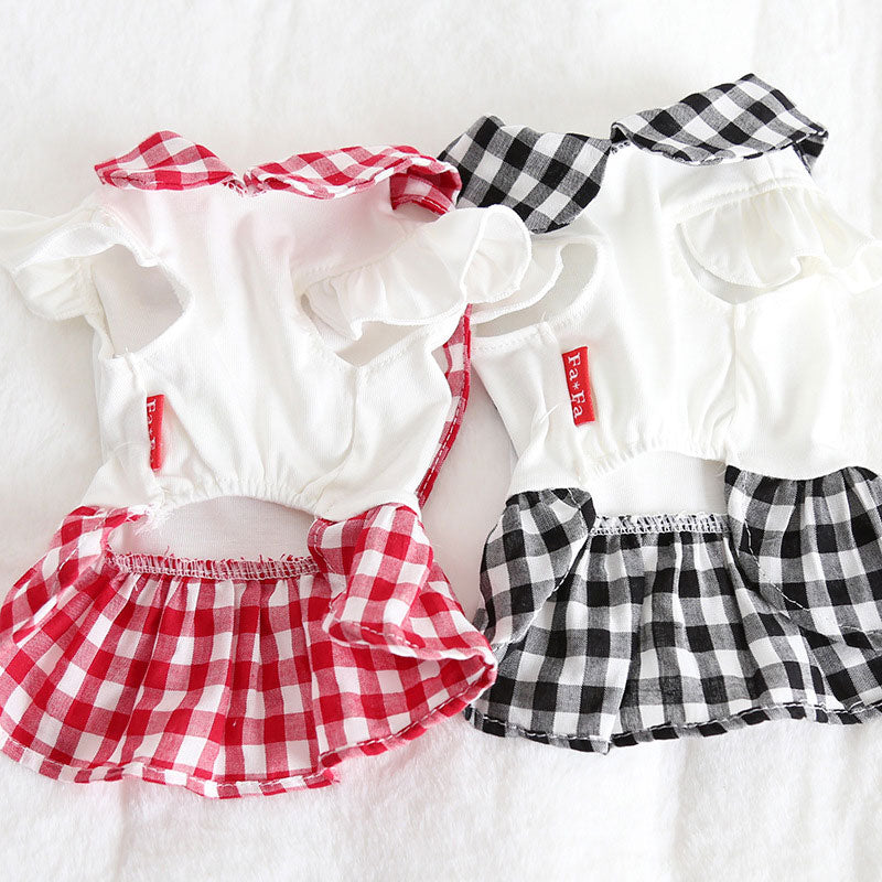 【犬 夏服 犬の服 春服用】ギンガムチェックワンピース【ドッグウェア ペット フリル リボン チェック アウトレット ダックス トイプードル チワワ 服 タムベディ キュート パグ】[GI][CN]