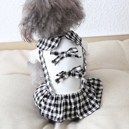【犬 夏服 犬の服 春服用】ギンガムチェックワンピース【ドッグウェア ペット フリル リボン チェック アウトレット ダックス トイプードル チワワ 服 タムベディ キュート パグ】[GI][CN]