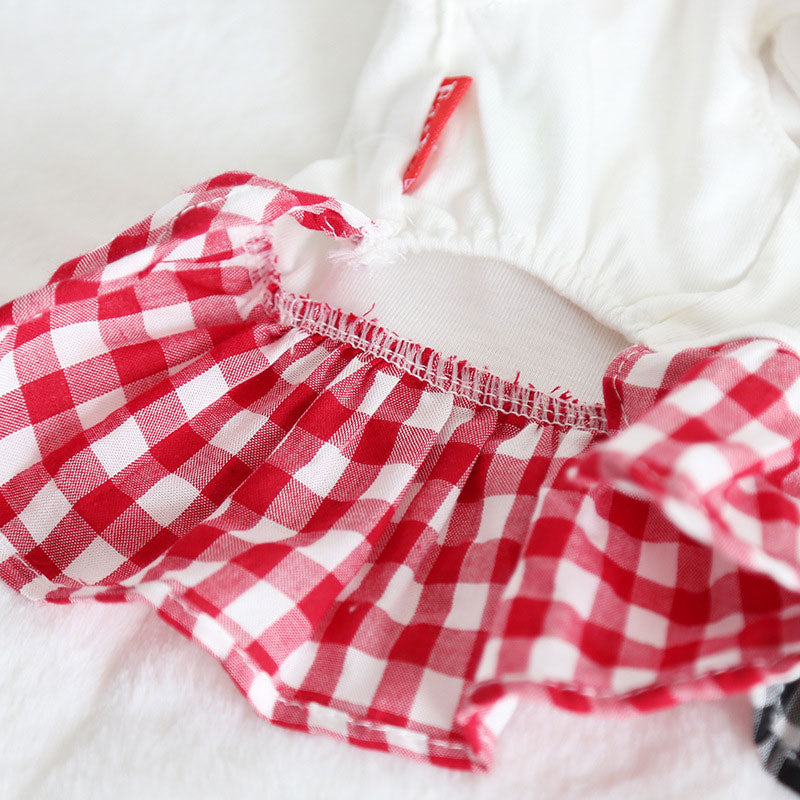 【犬 夏服 犬の服 春服用】ギンガムチェックワンピース【ドッグウェア ペット フリル リボン チェック アウトレット ダックス トイプードル チワワ 服 タムベディ キュート パグ】[GI][CN]