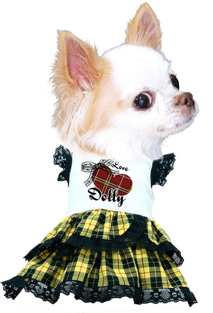 【犬 春夏服用 犬の服 名入れ】ひんやり 接触冷感素材 クール 愛犬のお名前入り グロリアワンピース【レース ハート リボン ペット ダックス トイプードル チワワ タムベディおしゃれ】[GI](H/)