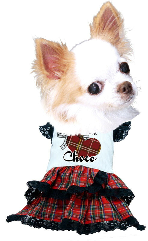 【犬 春夏服用 犬の服 名入れ】ひんやり 接触冷感素材 クール 愛犬のお名前入り グロリアワンピース【レース ハート リボン ペット ダックス トイプードル チワワ タムベディおしゃれ】[GI](H/)