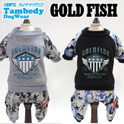 【犬服 犬 服 犬の服 ドッグウェア】ゴールドフィッシュカバーオール【ペット アウトレット ダックス トイプードル チワワ 服 タムベディ かっこいい パグ ロンパース】[CN][GI]